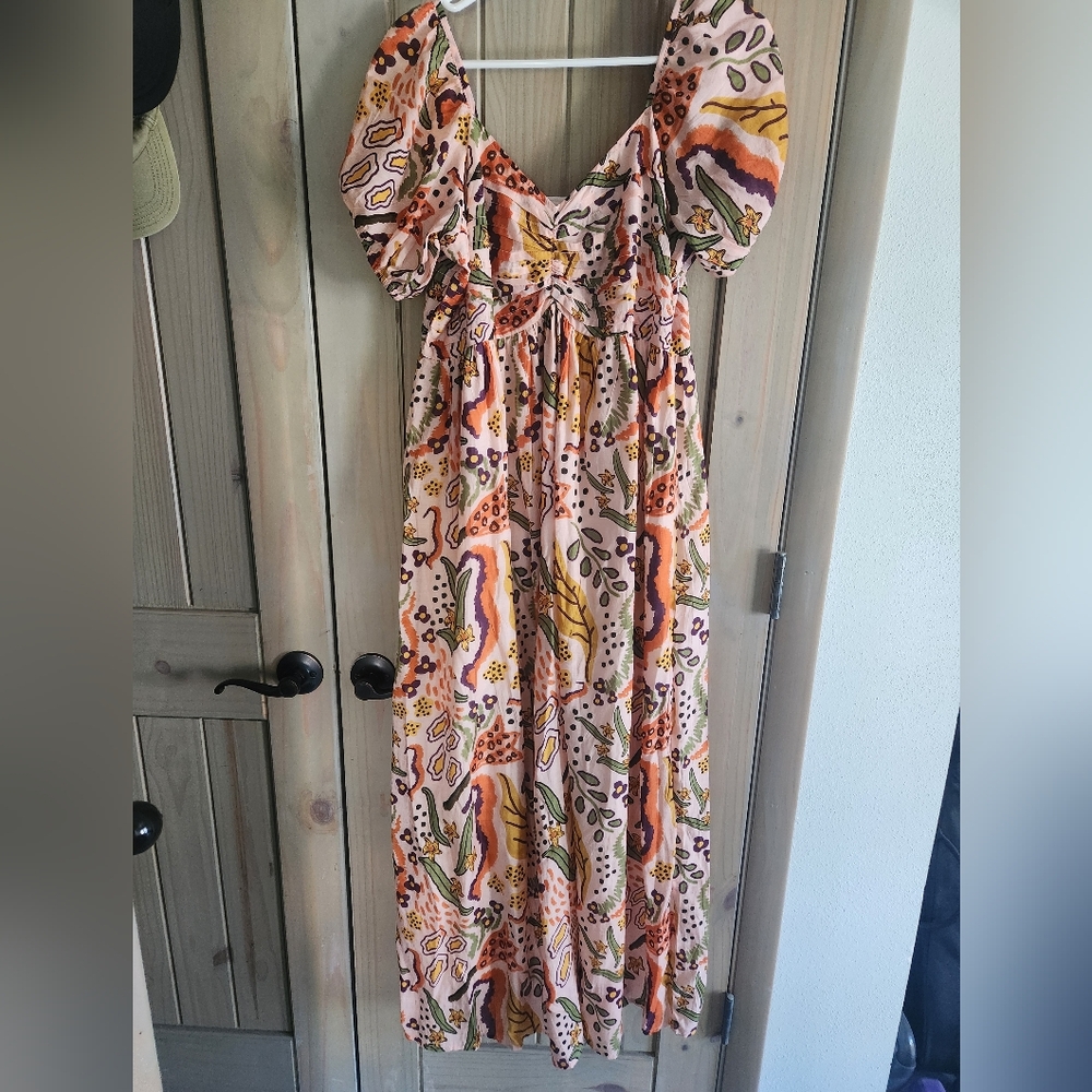 The Burnt Soul Maxi Abstract Floral Dress Size Medium